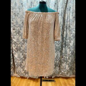 Venus Women's Sequin Off-The- Visitar Shoulder Dress - Silver